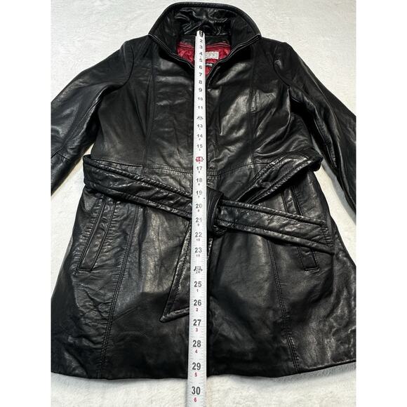 Vintage Pelle Studio Black Leather Belted Jacket M Thinsulate Liner Mob Wife - Picture 5 of 9